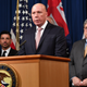 Australia’s Minister for Home Affairs Peter Dutton (center) on March 5, 2020 during a press conference at the Department of Justice in Washington, D.C. with Homeland Security Secretary Chad Wolf (left) and Attorney General William Barr (right)